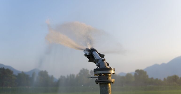 A closeup selective focus shot of an automatic watering system