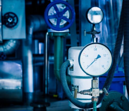 steel pipelines and cables in a plant,Industrial zone.